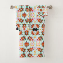 Cherry Mint Blommar Print Towel