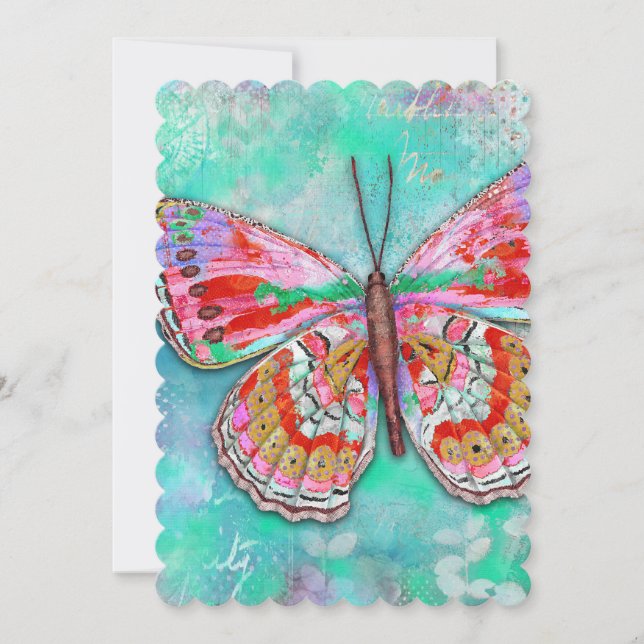Cherry Mint Butterfly Greeting Card (Framsida)