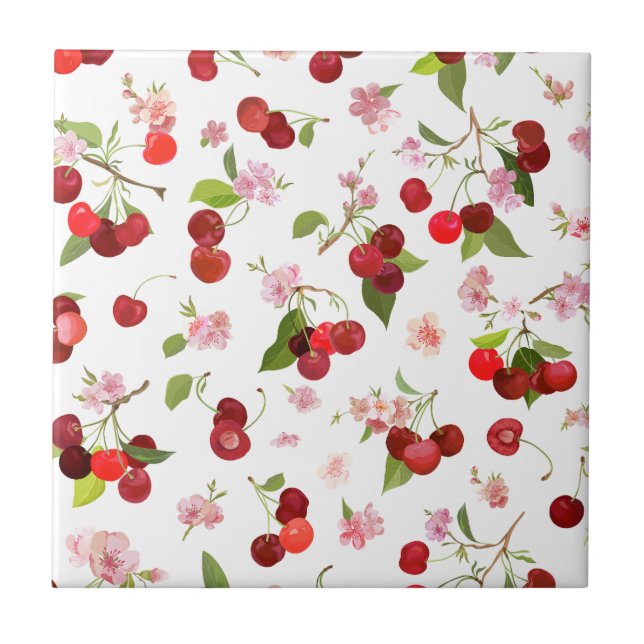 Cherry Mönster 1 Kakelplatta (Framsidan)