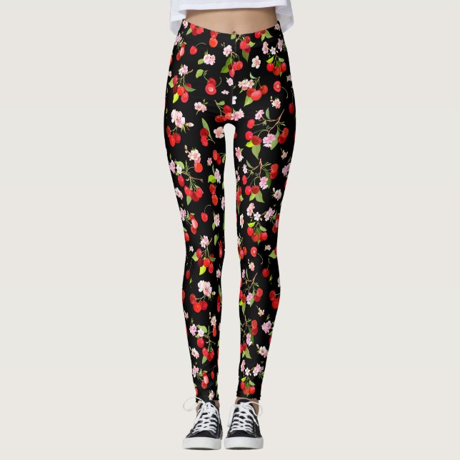 Cherry Mönster 1 Leggings (Framsida)