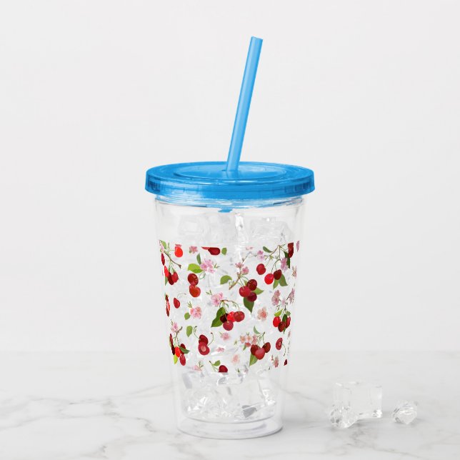 Cherry Mönster 1 Take Away Mugg (Baksida Ice)