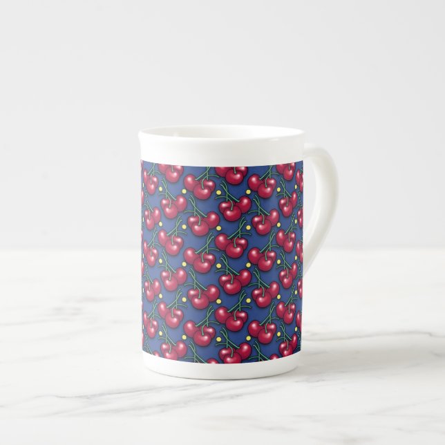 Cherry Mönster Benporslin Mugg (Framsida höger)