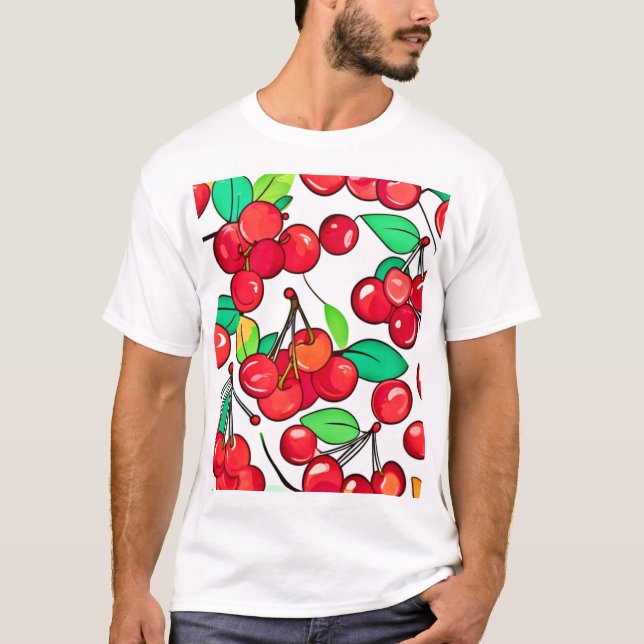 Cherry Mönster Design T Shirt (Framsida)