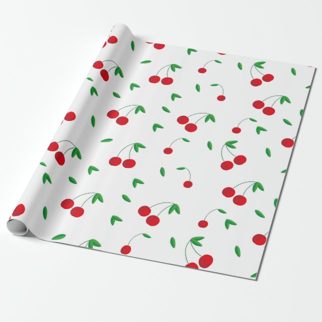 Cherry Mönster Easy Cherry Teckning Cherry Art Che Presentpapper (Utrullad)