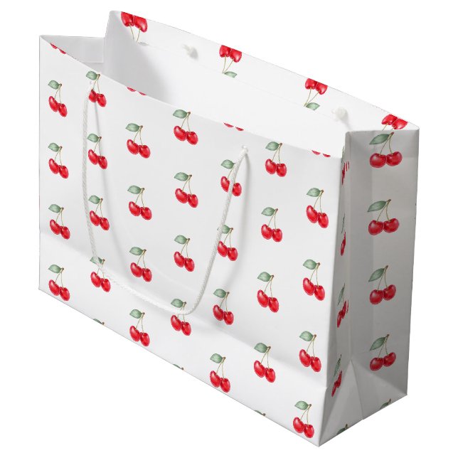 Cherry Mönster Gift Bag Cute Red & White Party Bag (Framsidan Vinklad)