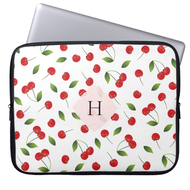 Cherry mönster-monogram Laptop sleeve (Framsidan)
