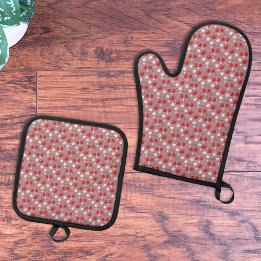 Cherry Mönster Oven Mitt och Pot Holders set