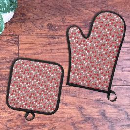 Cherry Mönster Oven Mitt och Pot Holders set