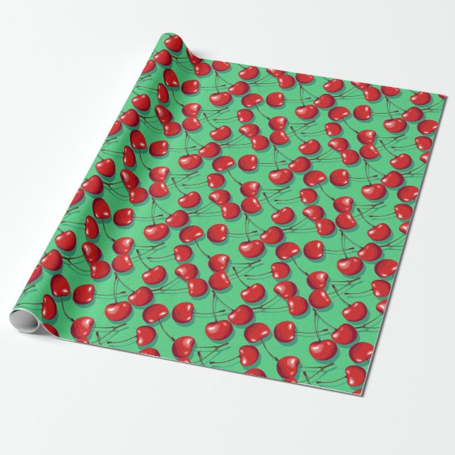 Cherry Mönster Presentpapper (Utrullad)