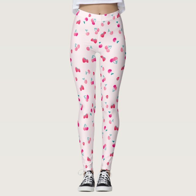 Cherry Mönster, Strawberry Mönster Leggings (Framsida)