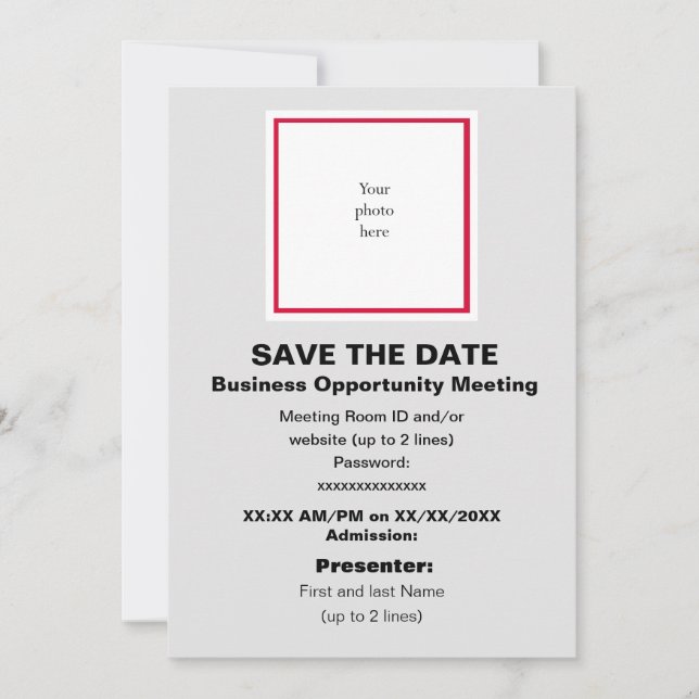 Cherry och Lt. Grått Virtuella Buss. Opp. Mtng. Spara Datumet (Framsida)