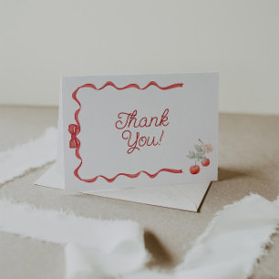 Cherry och Red Ribbon Baby Shower Tack Kort