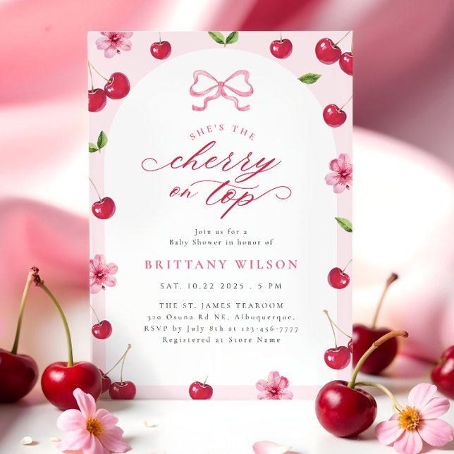 Cherry on Top Arch Baby Shower Inbjudningar (Skapare uppladdad)