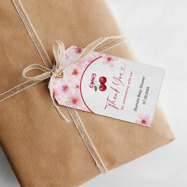 Cherry on Top Baby Shower Blommar Tack Presentetikett (Skapare uppladdad)