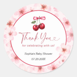 Cherry on Top Baby Shower Blommar Tack Runt Klistermärke