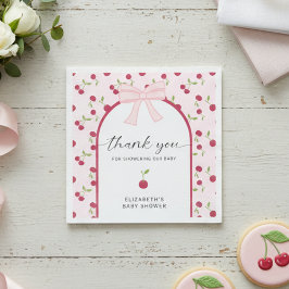 Cherry On Top Baby Shower Coquette Pink Cute Pappersservett
