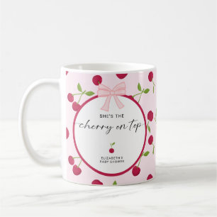 Cherry On Top Baby Shower Coquette Rosa Söt Kaffemugg