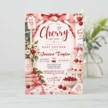 Cherry on Top Baby Shower Inbjudan
