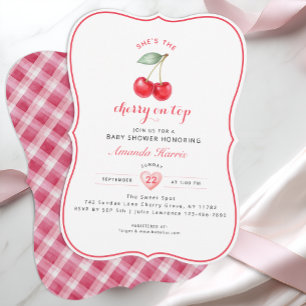 Cherry on Top Baby Shower-inbjudan Girl Inbjudningar