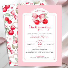 Cherry on Top Baby Shower-inbjudan Rosa Cherries Inbjudningar