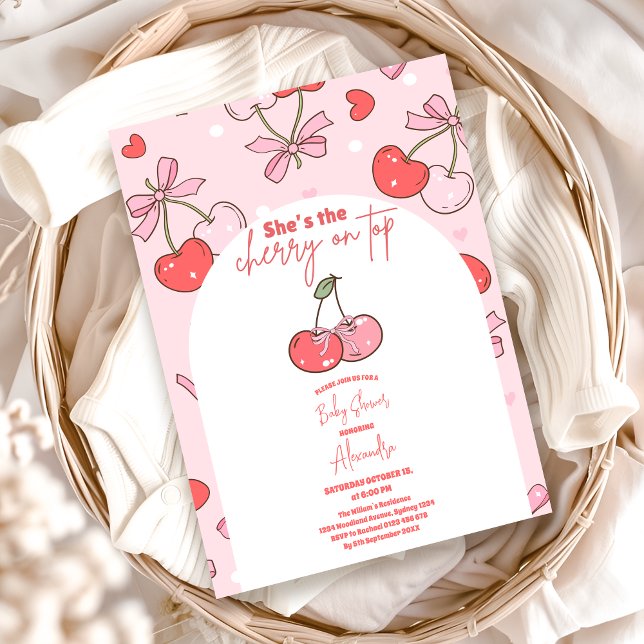 Cherry on top Baby Shower Inbjudningar (Skapare uppladdad)