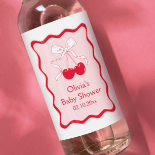 Cherry on Top Baby Shower Mini Champagne Vinetikett