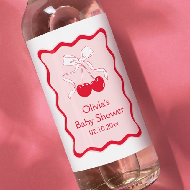 Cherry on Top Baby Shower Mini Champagne Vinetikett (Skapare uppladdad)