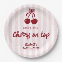 Cherry on Top Baby Shower Pink Stripes Coquette