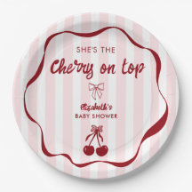 Cherry on Top Baby Shower Pink Stripes Coquette