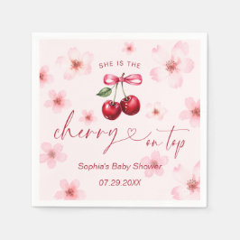 Cherry on Top Baby Shower Rosa Cherry Blommar Pappersservett