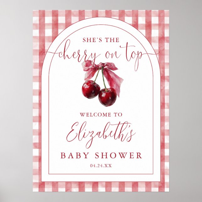 Cherry On Top Baby Shower Welcome Sign Poster (Framsidan)