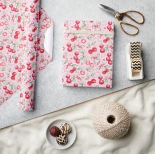 Cherry on Top Baby Shower Wrap Wrap with Rosa Bows Presentpapper