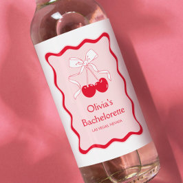 Cherry on Top Bachelorette Party Mini Champagne Vinetikett