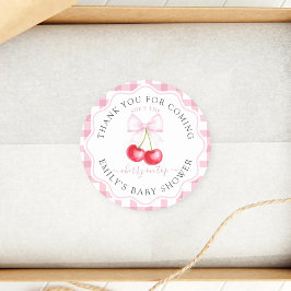 Cherry on Top Bow Baby Shower Tack för att komma Runt Klistermärke