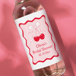 Cherry On Top Bow Bridal Shower Mini Champagne bli Vinetikett