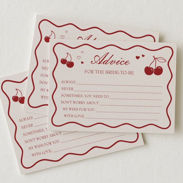 Cherry On Top Bridal Shower Advice Card Inbjudningar (Skapare uppladdad)