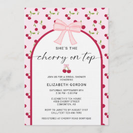 Cherry On Top Bridal Shower Coquette Bow Inbjudningar