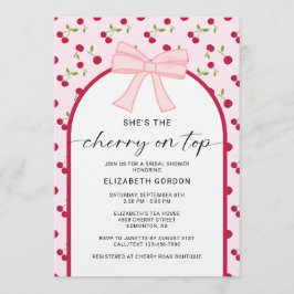 Cherry On Top Bridal Shower Coquette Bow Inbjudningar