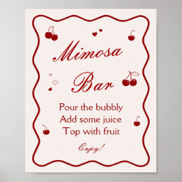 Cherry On Top Bridal Shower Mimosa Bar Poster