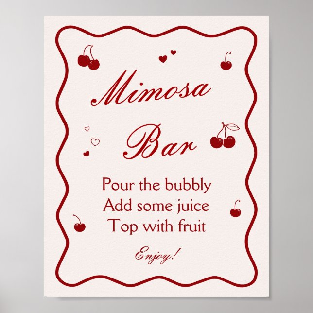 Cherry On Top Bridal Shower Mimosa Bar Poster (Framsidan)