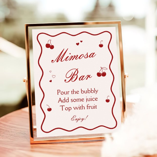 Cherry On Top Bridal Shower Mimosa Bar Poster (Skapare uppladdad)