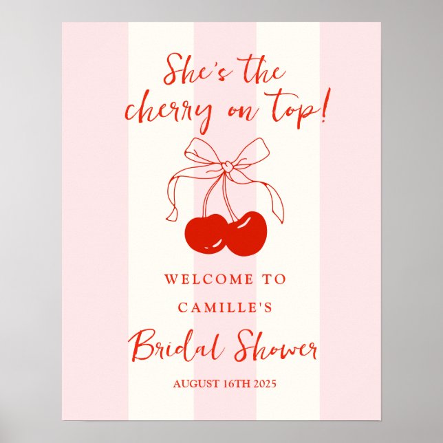 Cherry on Top Bridal Shower Welcome Sign Poster (Framsidan)