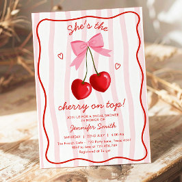 Cherry On Top Bröllopsdusch Rosa Röd Rosett Inbjudningar
