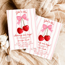 Cherry On Top Bröllopsdusch Rosa Röd Sjalett Inbjudningar