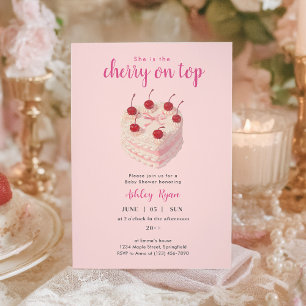 Cherry on Top Cake Baby Shower-inbjudan Inbjudan Vykort