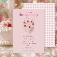 Cherry on Top Cake Baby Shower-inbjudan