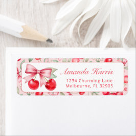 Cherry on Top Coquette Baby Shower Address Label Returadress Etikett