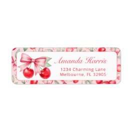 Cherry on Top Coquette Baby Shower Address Label Returadress Etikett