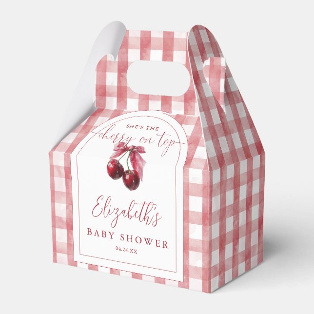 Cherry On Top Coquette Bow Baby Shower Presentaskar (Framsidan Sidan)