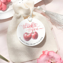 Cherry on Top Coquette Bow Baby Shower Tack Gåvor Etiketter